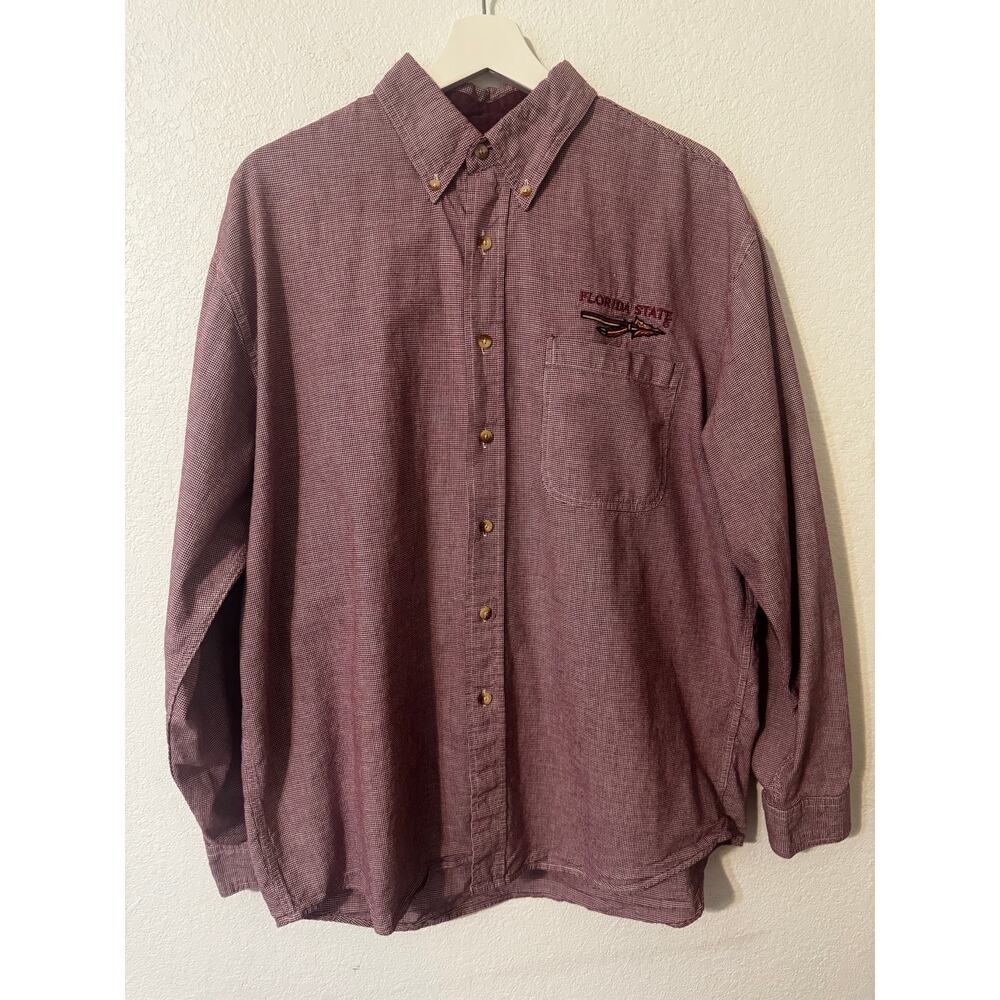 BAW Athletic Wear Men's FSU‎ Seminoles Long Sleeve Button Down Size L